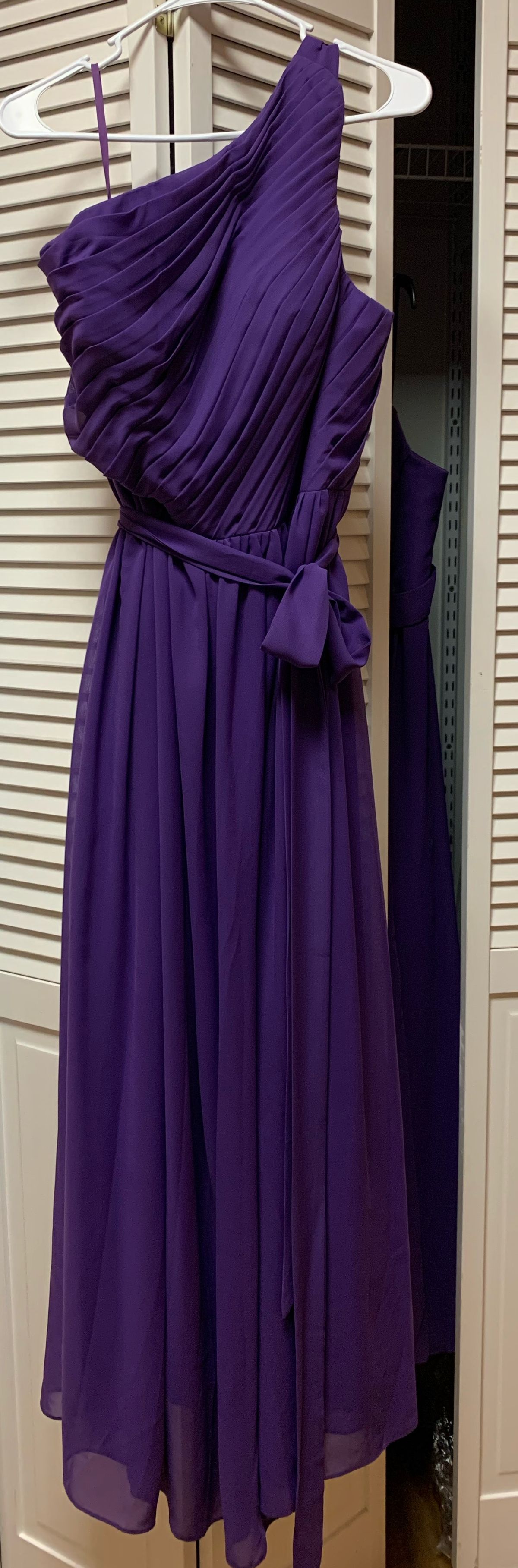 Plus Size 20 Prom One Shoulder Purple A-line Dress on Queenly