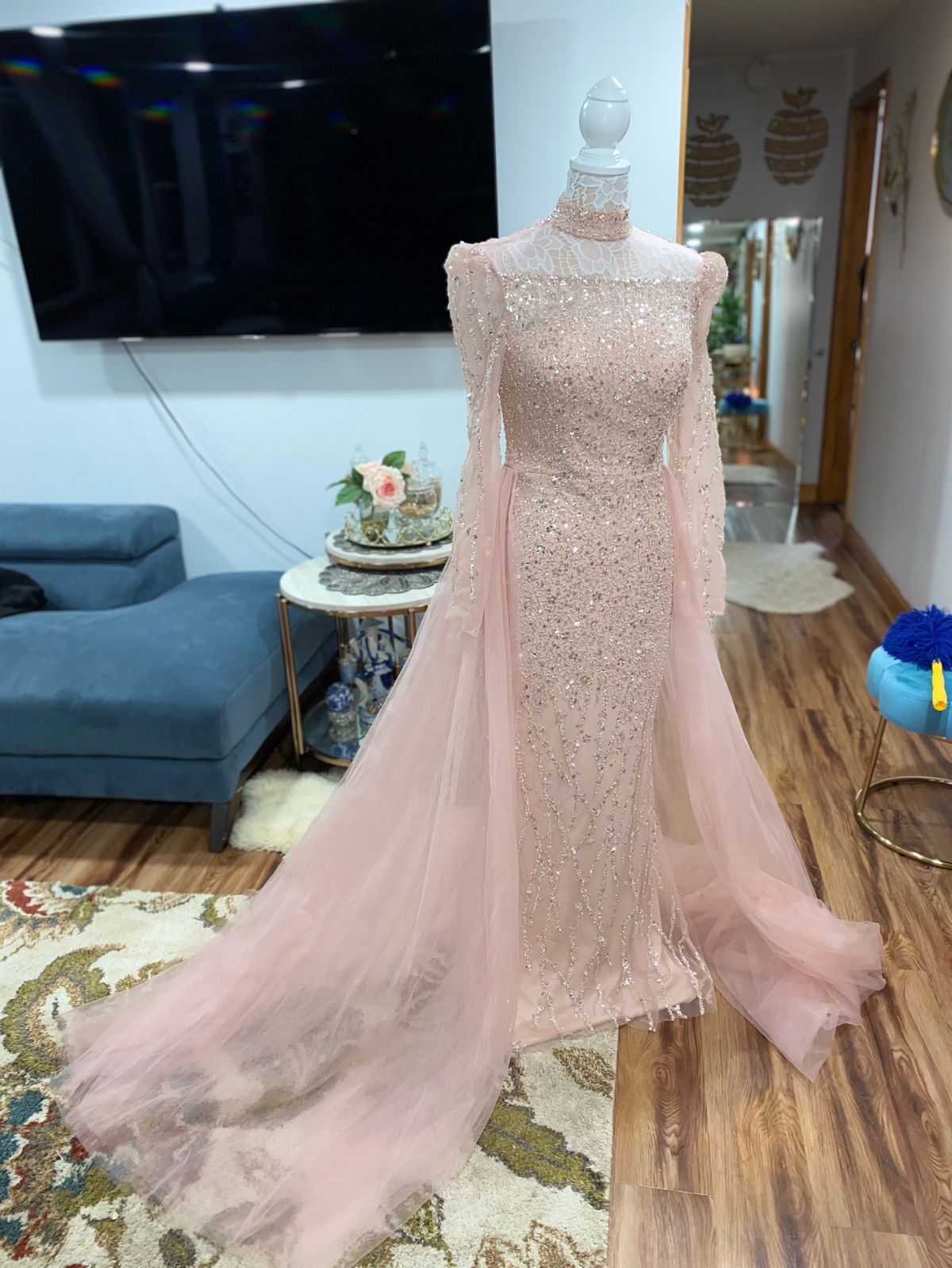Size 8 Wedding Guest Pink Dress With Train on Queenly