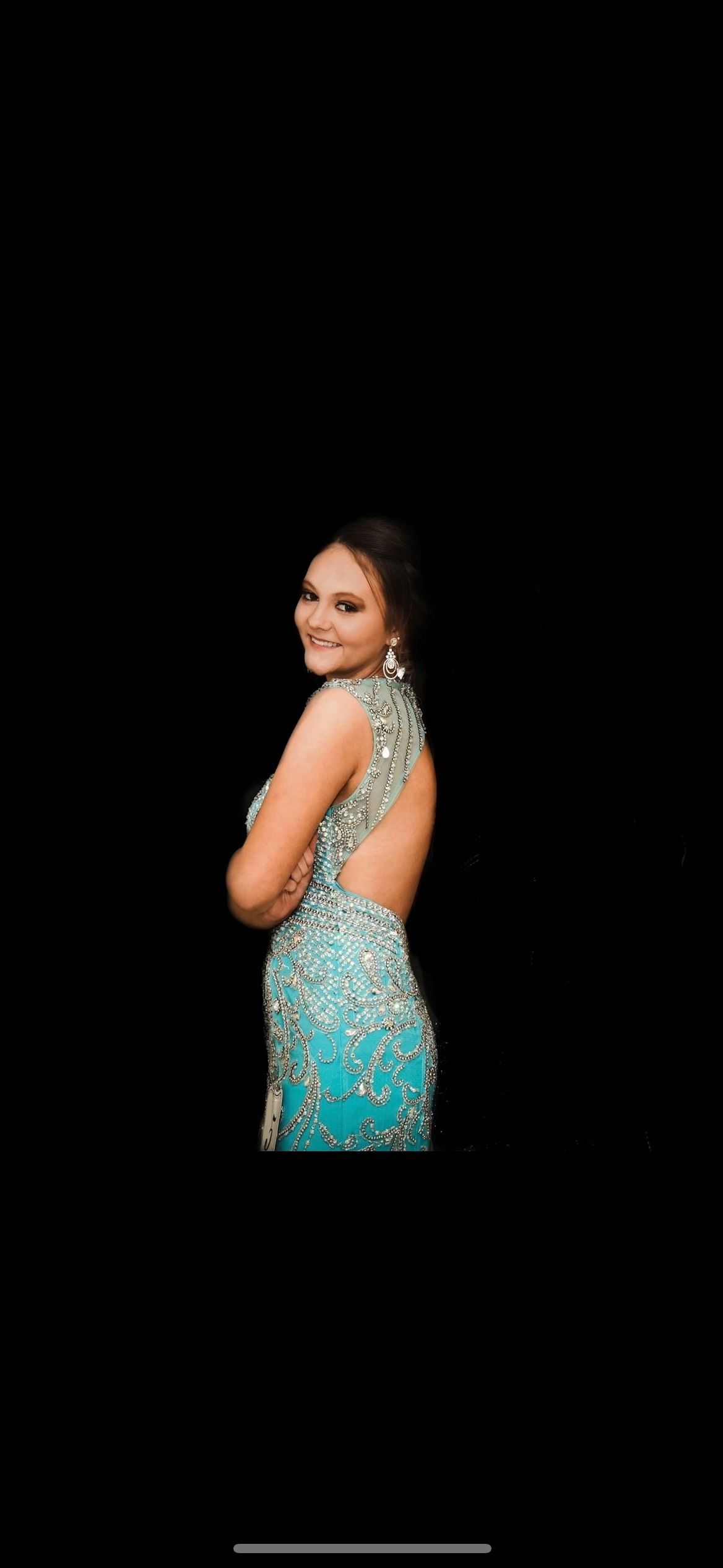Rachel Allan Size 2 Pageant Turquoise Blue Mermaid Dress on Queenly