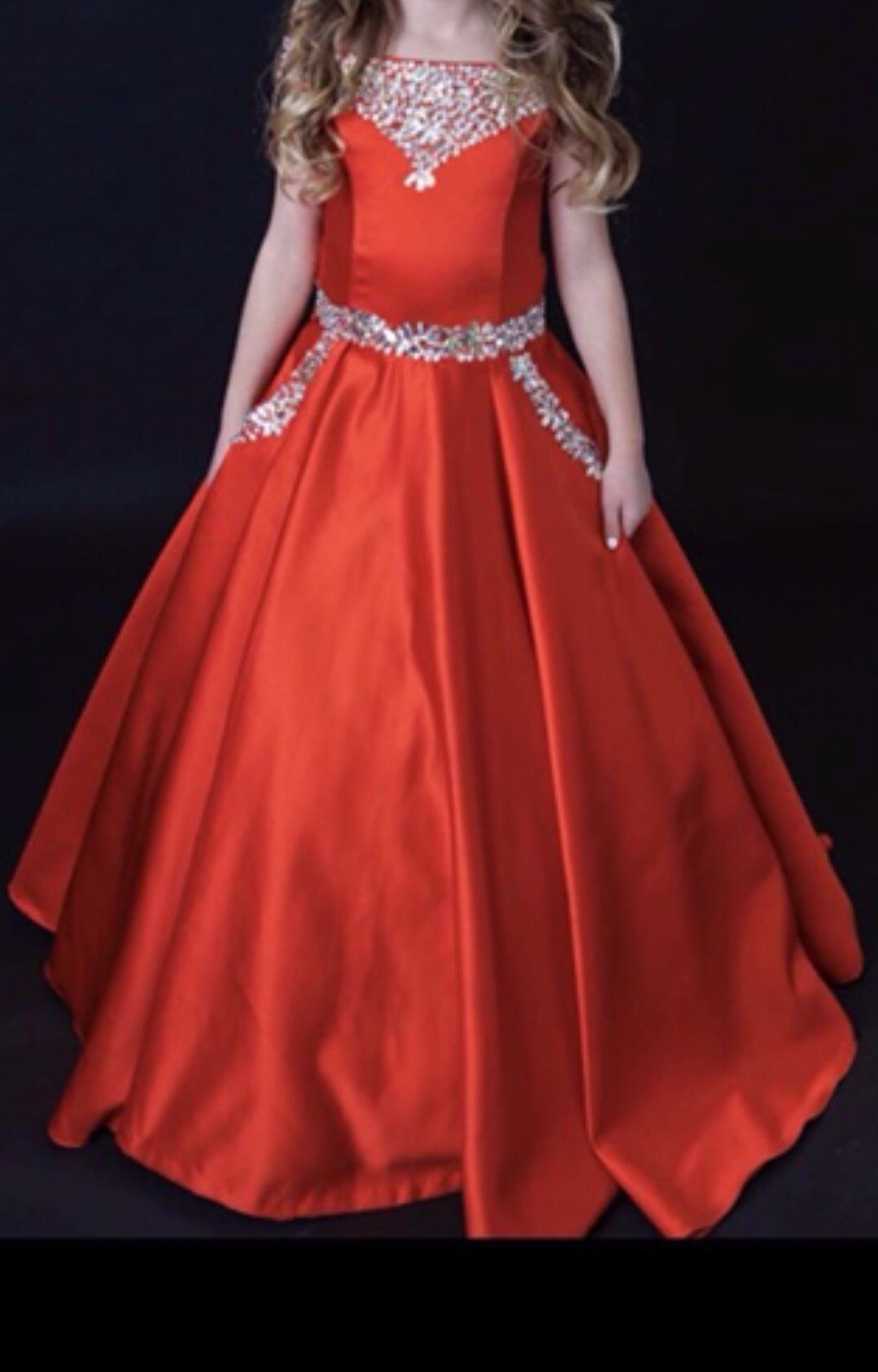 Girls Size 12 Pageant Red Ball Gown on Queenly