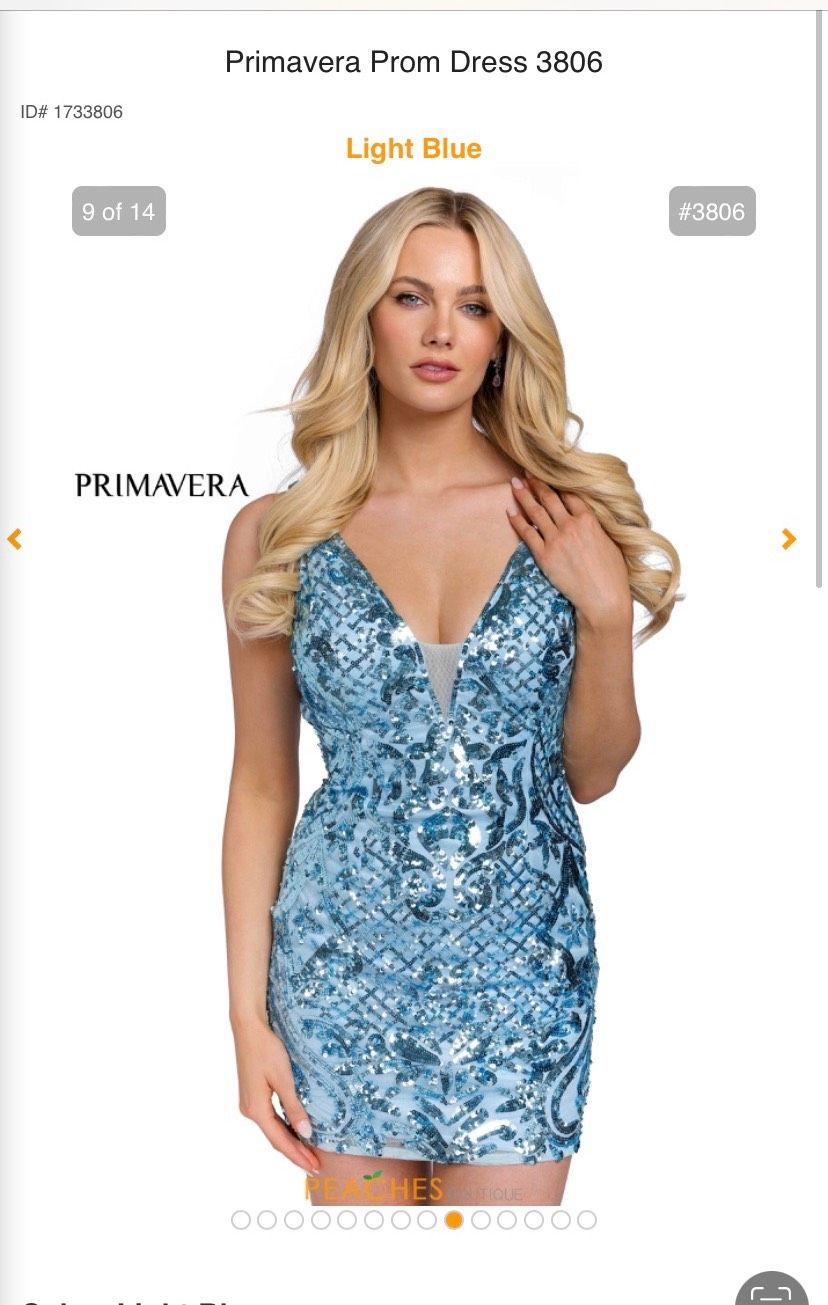 Primavera Size 10 Sequined Blue Cocktail Dress on Queenly