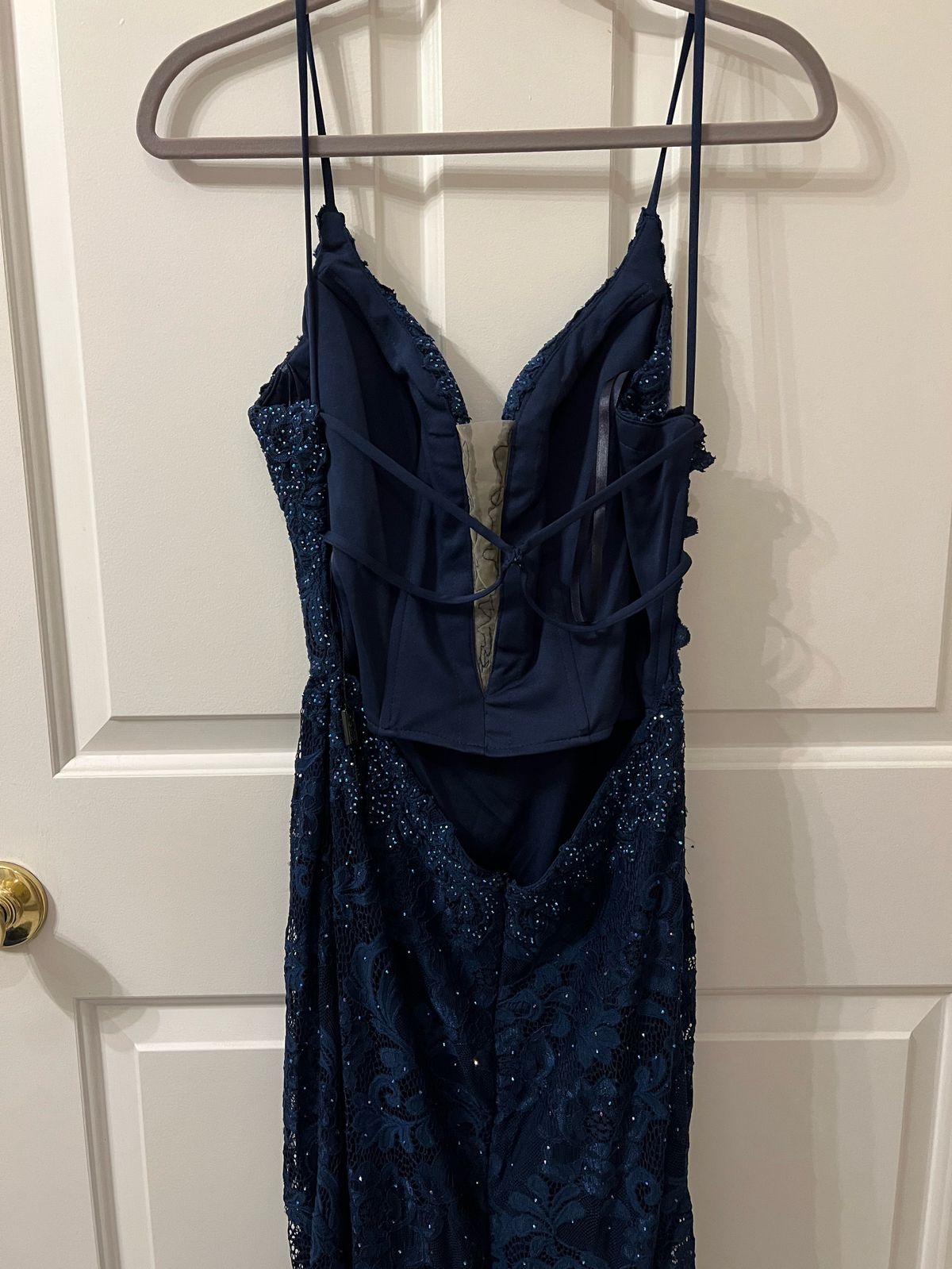 La Femme Size 10 Navy Blue Side Slit Dress on Queenly