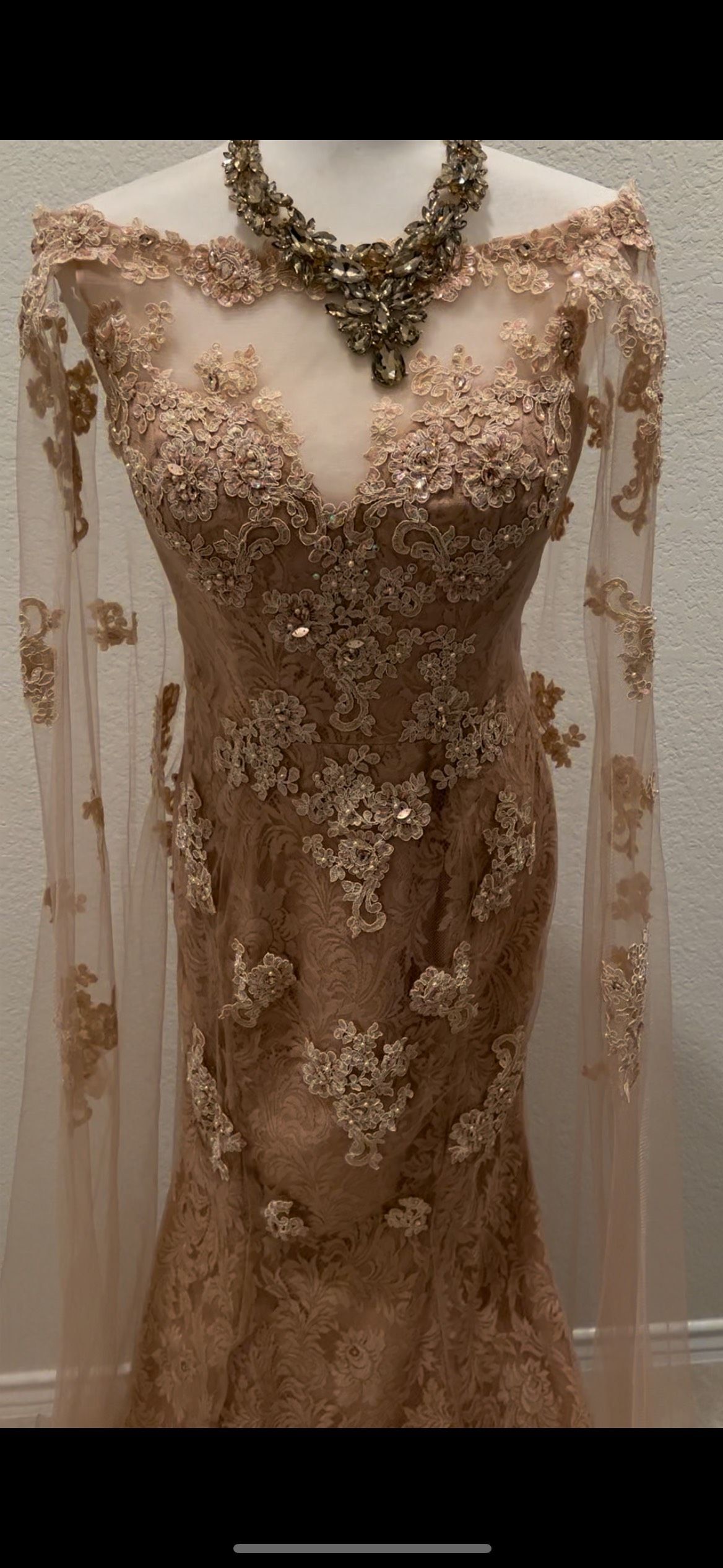 Terani Couture Size 8 Nude Mermaid Dress on Queenly