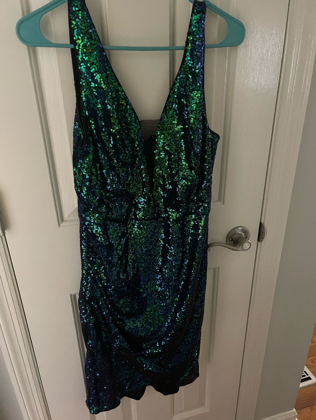 Size 12 Prom Sequined Multicolor Cocktail Dress on Queenly