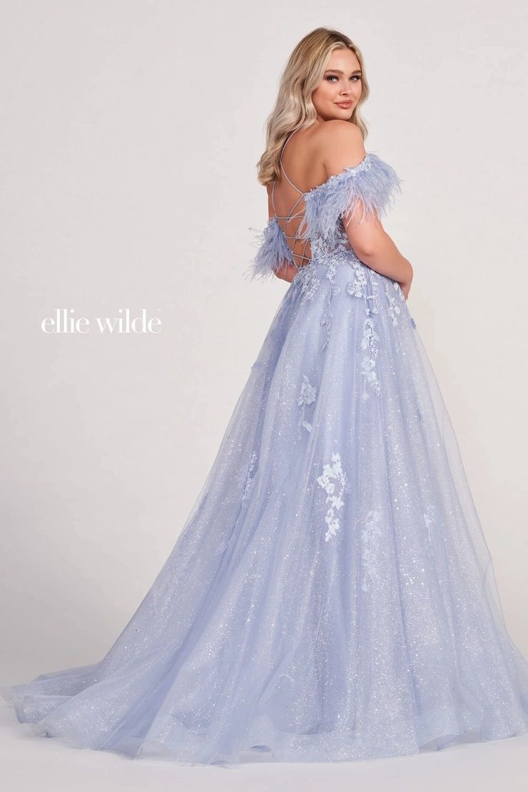 Style EW34066 Ellie Wilde By Mon Cheri Size 14 Pageant Light Blue A-line Dress on Queenly