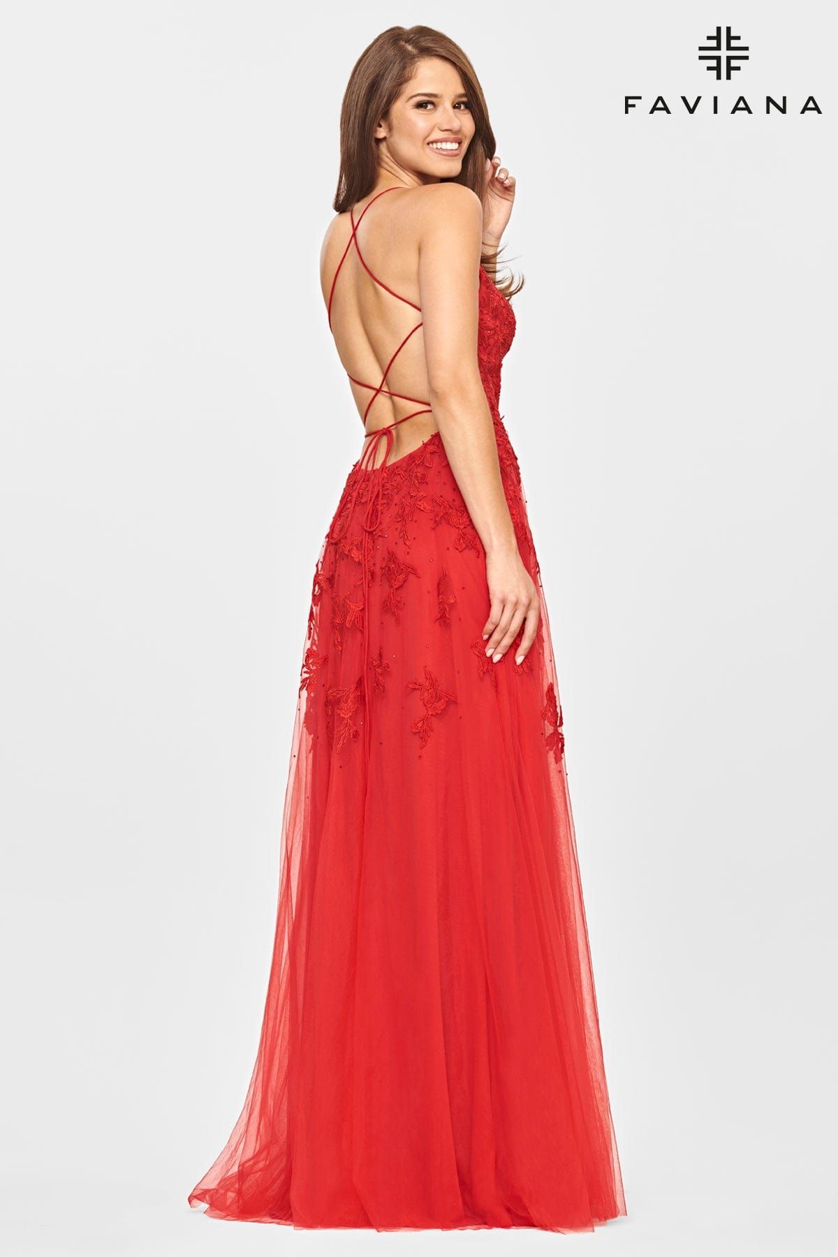 Style S10823 Faviana Size 0 Pageant Red A-line Dress on Queenly