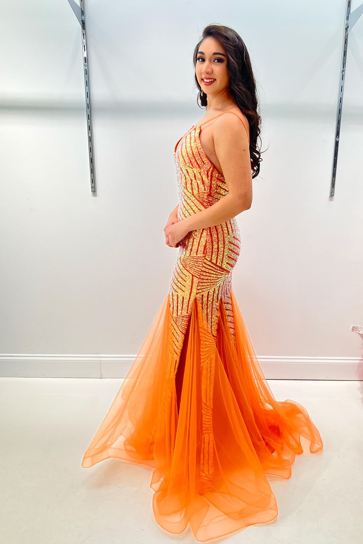 Style 7411 Jasz Couture Size 0 Pageant Orange Mermaid Dress on Queenly
