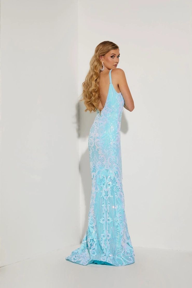 Style 7432 Jasz Couture Size 2 Pageant Sequined Turquoise Blue Mermaid Dress on Queenly