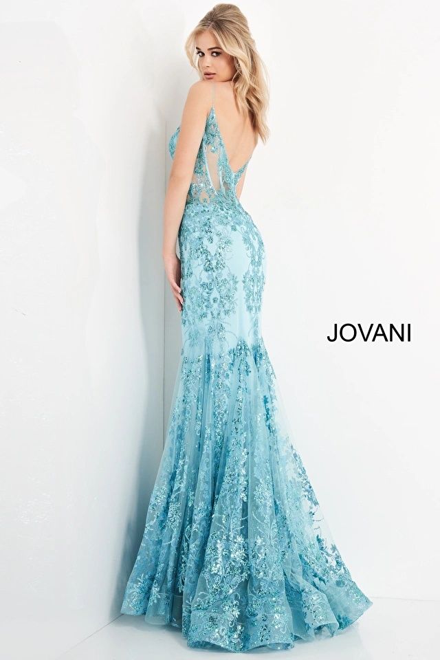 Style 3675 Jovani Size 2 Pageant Blue Mermaid Dress on Queenly