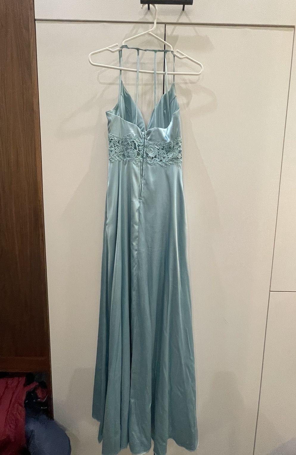 David's Bridal Size 0 Prom Sequined Light Blue Side Slit Dress on Queenly