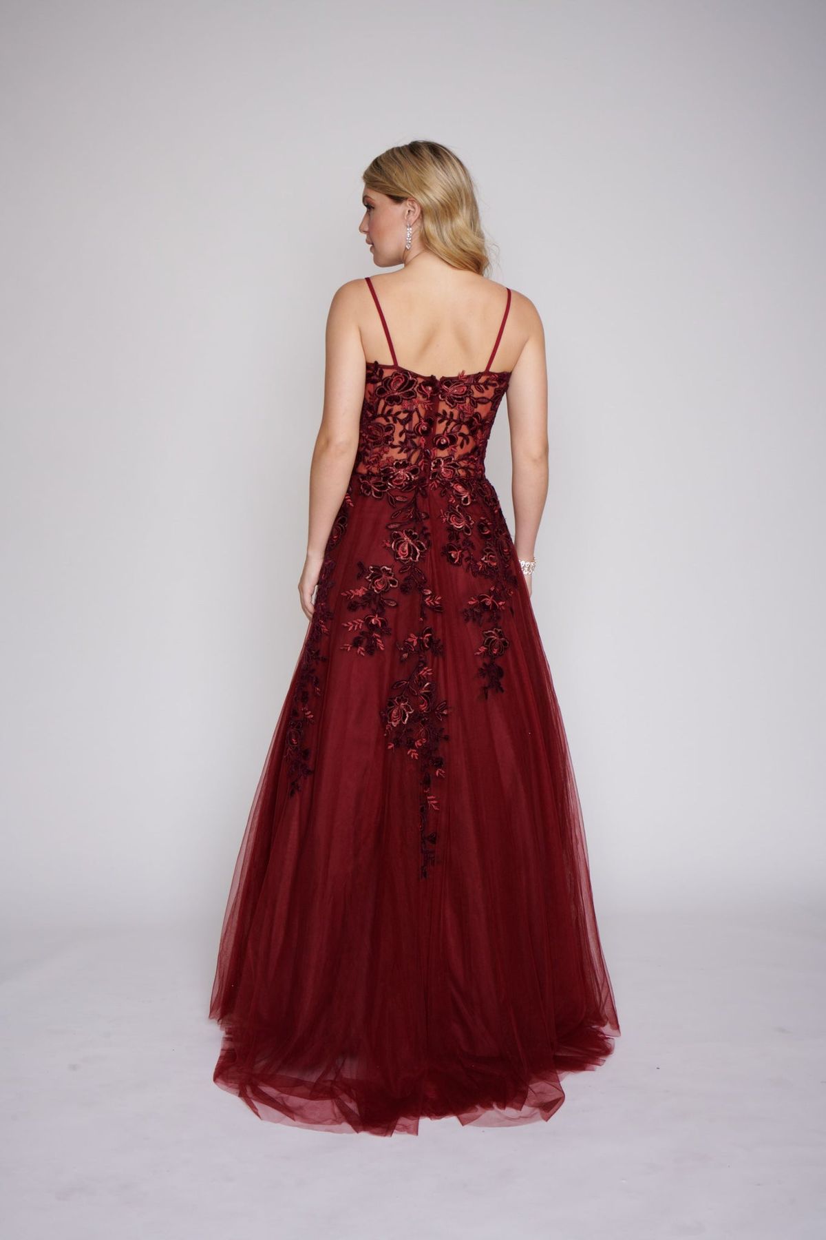 Nina Canacci 2240 Black Burgundy Prom Dress Evening Gown Floral