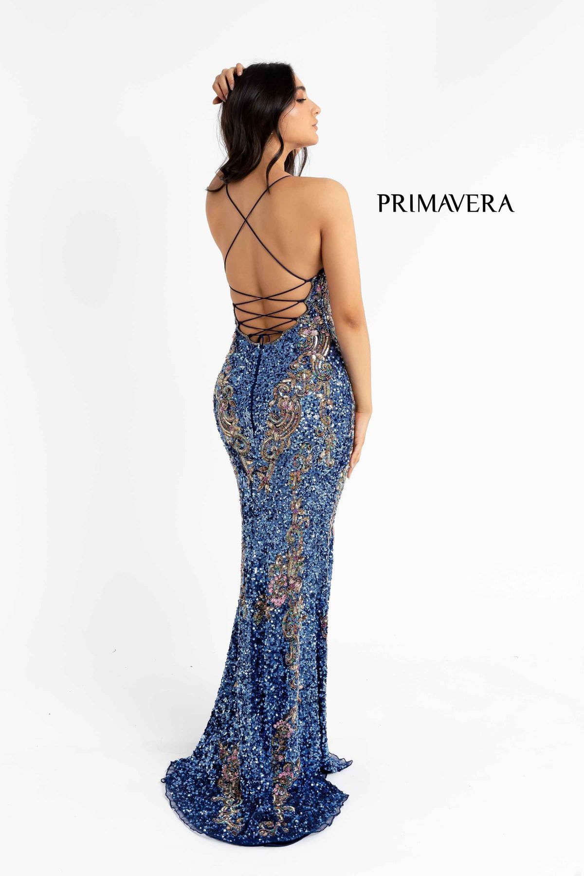 Style 3211 Primavera Size 0 Blue Side Slit Dress on Queenly
