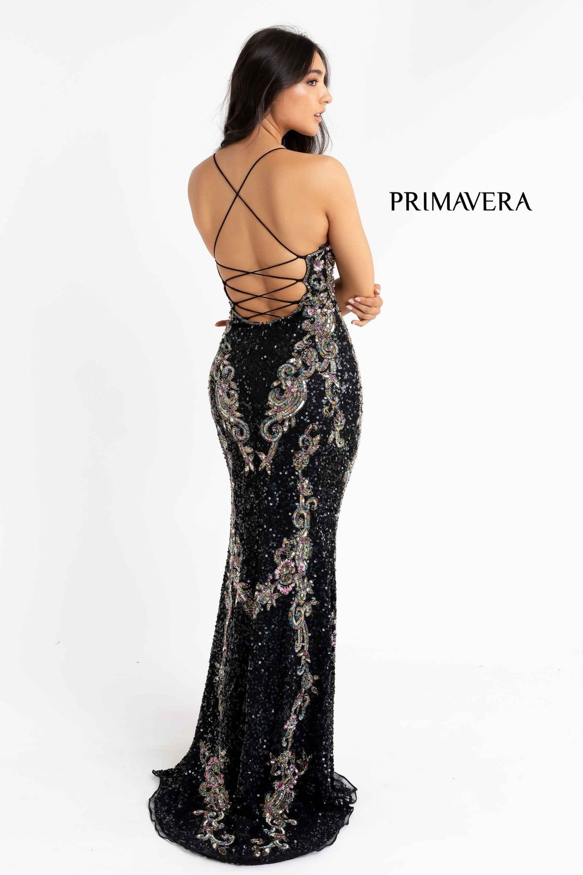 Style 3211 Primavera Size 0 Black Side Slit Dress on Queenly