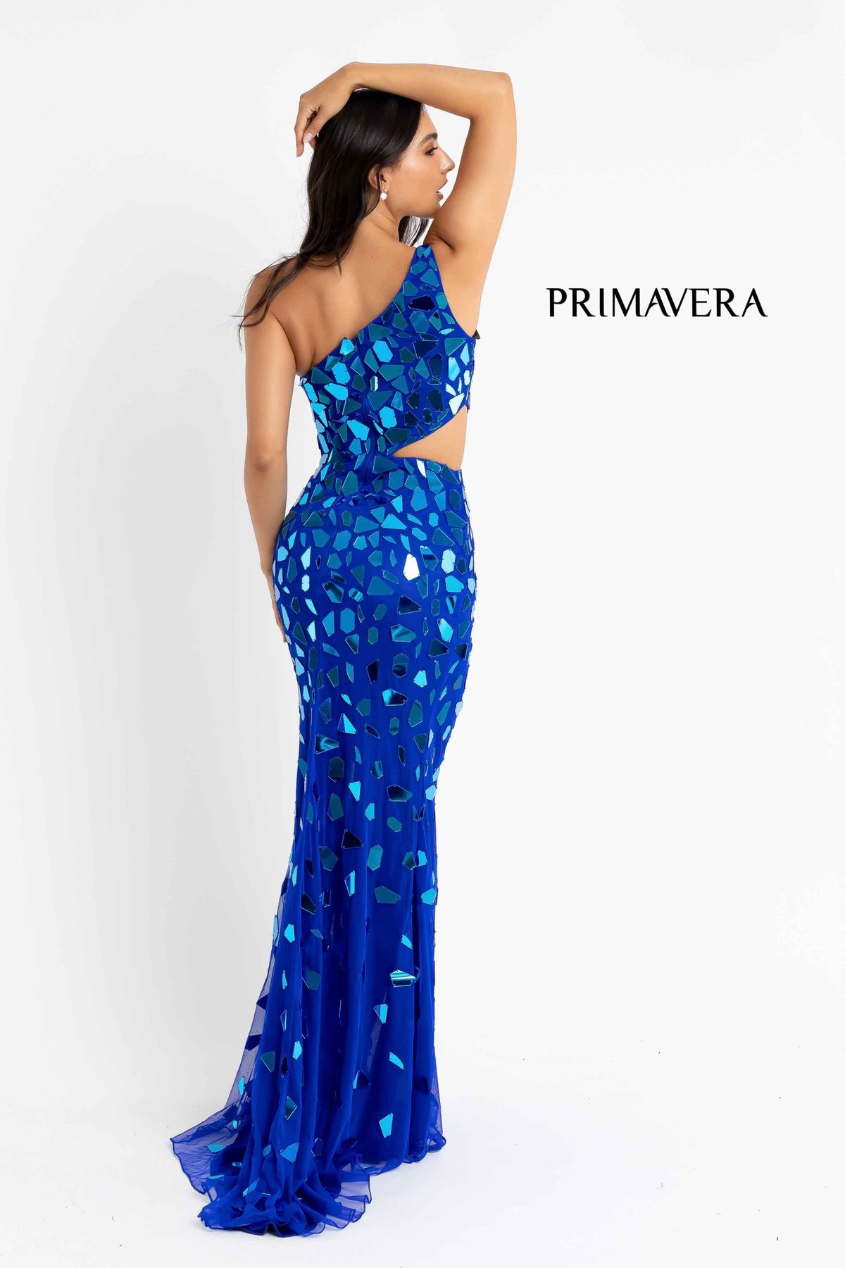 Style 3623 Primavera Size 4 Pageant One Shoulder Black Side Slit Dress on Queenly