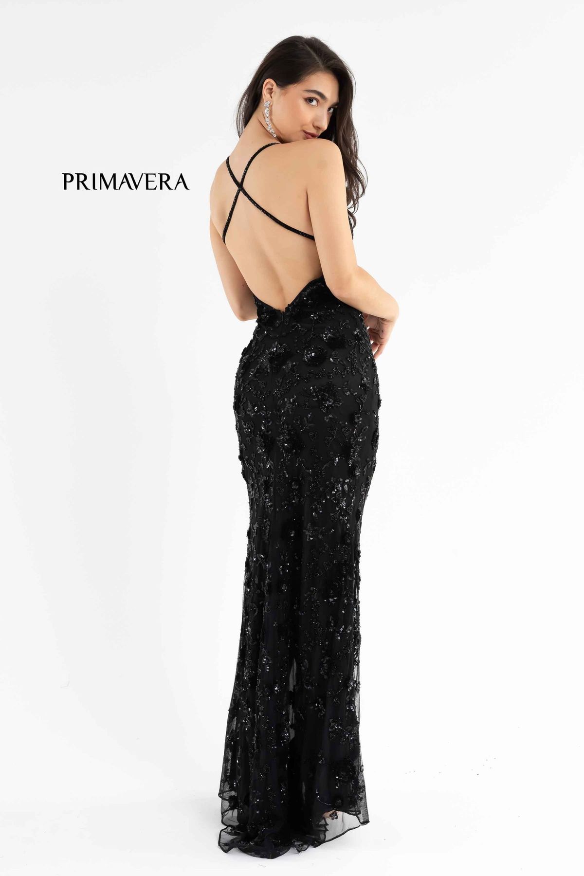Style 3731 Primavera Size 6 Black Side Slit Dress on Queenly