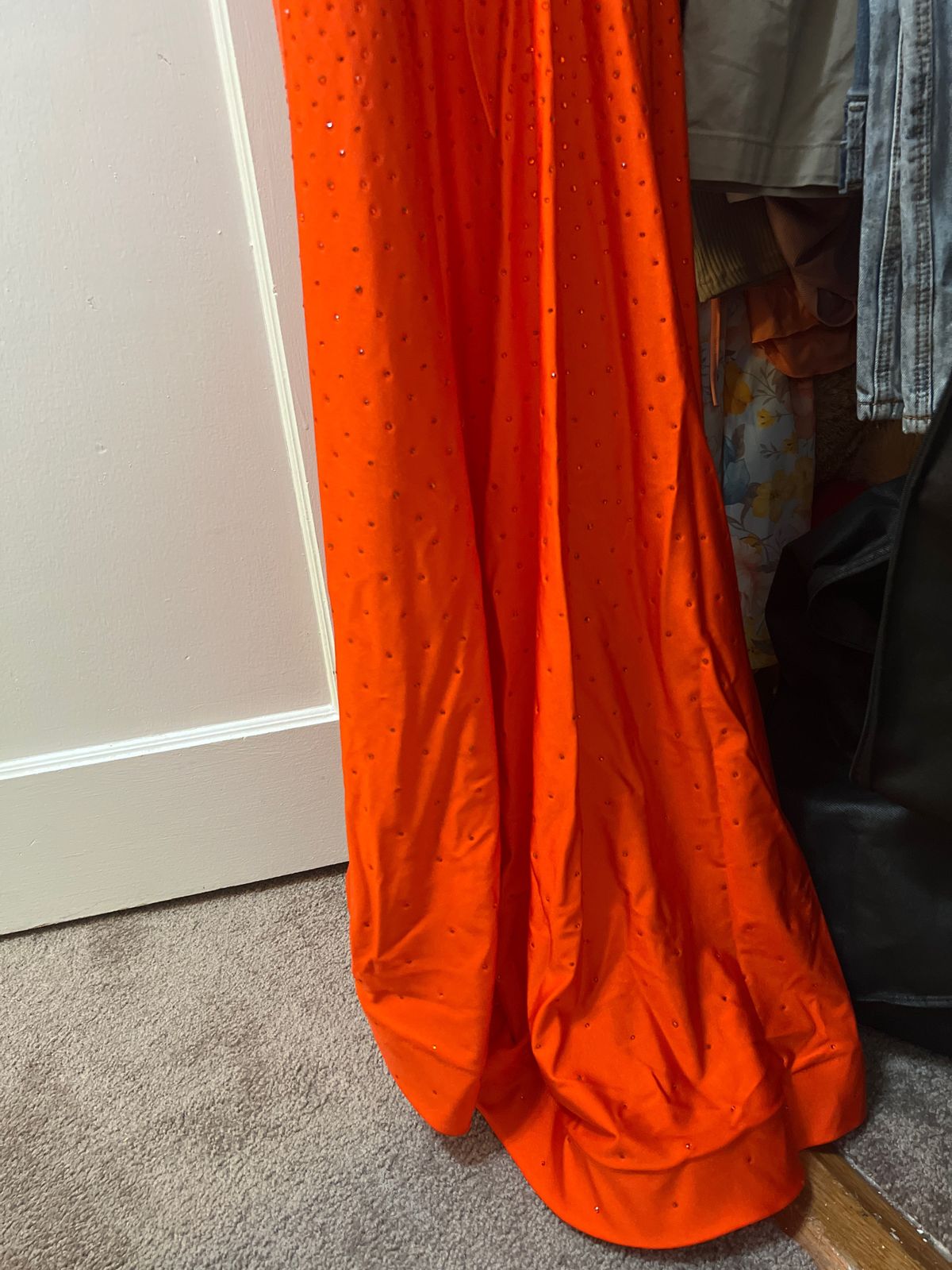 Sherri Hill Size 12 Prom Orange Dress With Train on Queenly