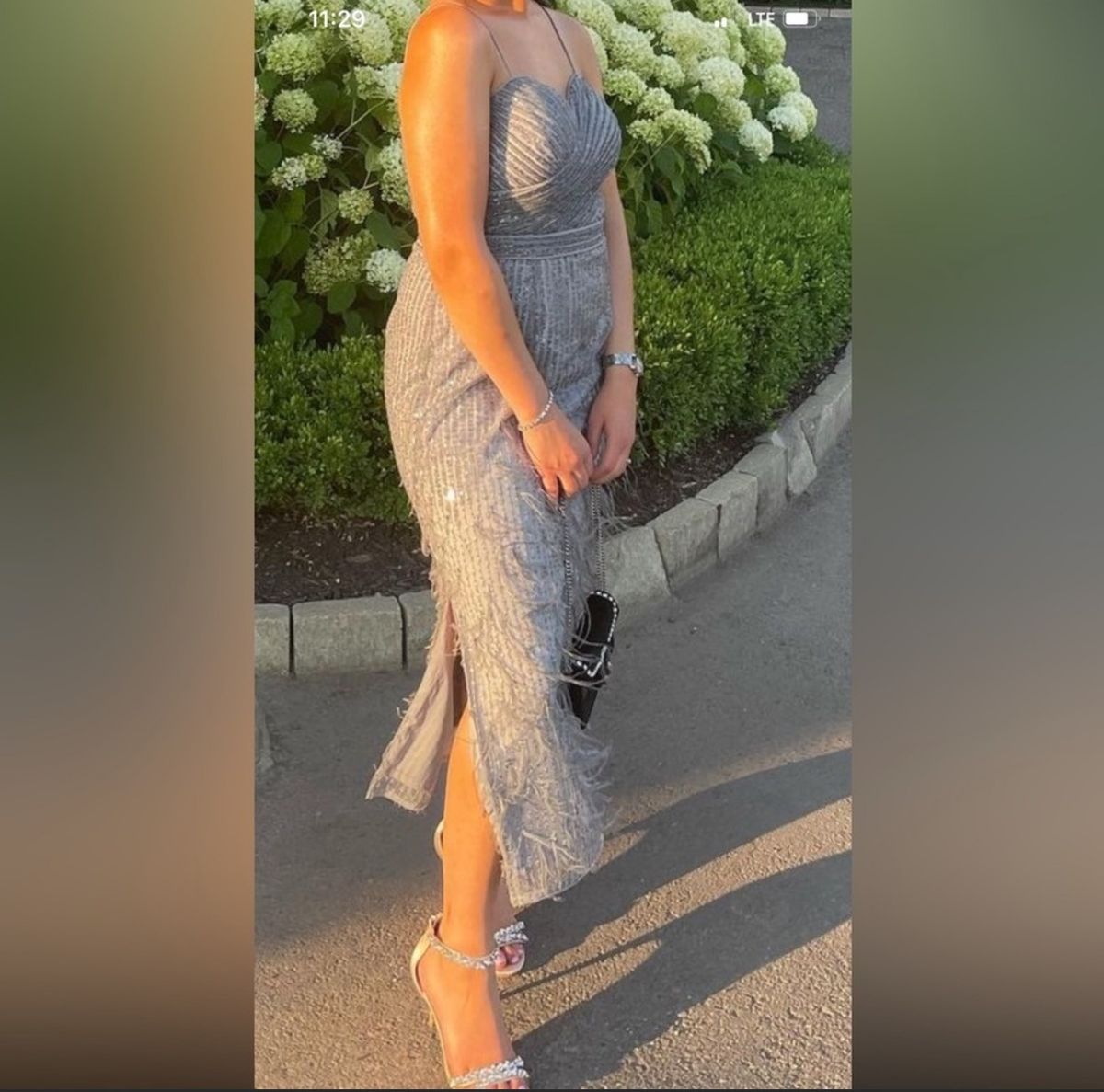Aidan mattox Size 6 Prom Silver Cocktail Dress on Queenly