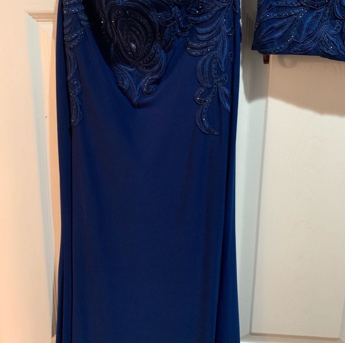 Size 2 Prom Lace Blue Floor Length Maxi on Queenly