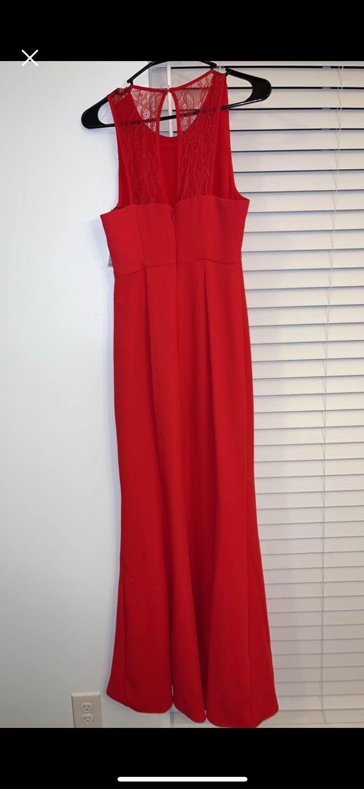 Size 2 Lace Red Floor Length Maxi on Queenly