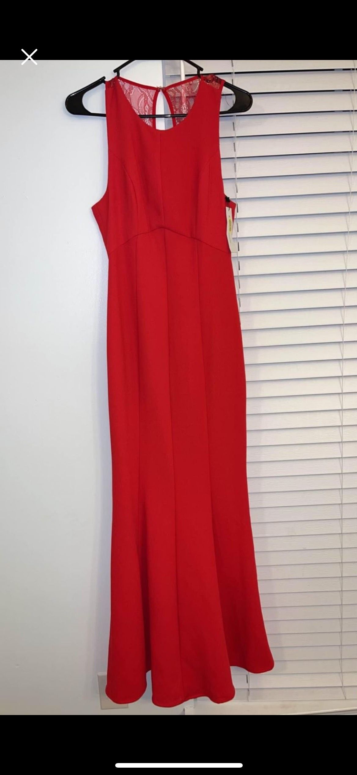 Size 2 Lace Red Floor Length Maxi on Queenly