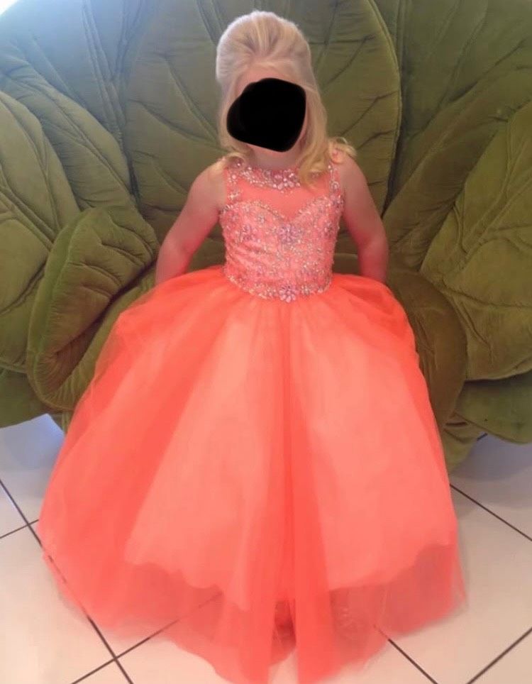 Tiffany Designs Girls Size 8 Pageant Orange Ball Gown on Queenly