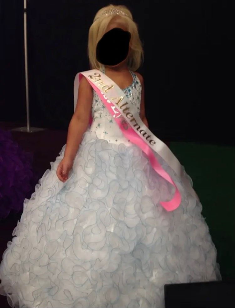 Girls Size 8 Pageant White Ball Gown on Queenly
