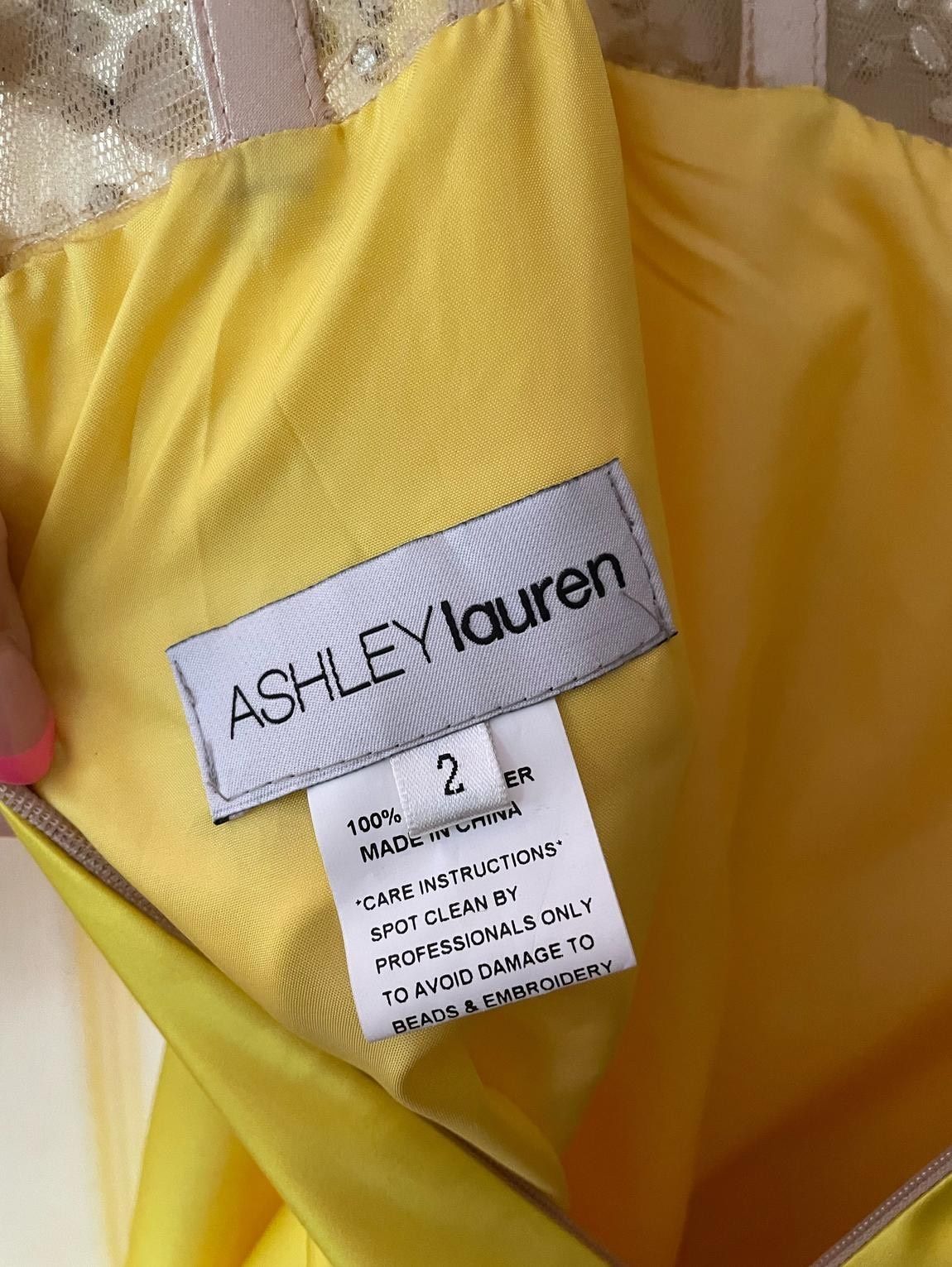 Ashley Lauren Size 2 Pageant Yellow Ball Gown on Queenly