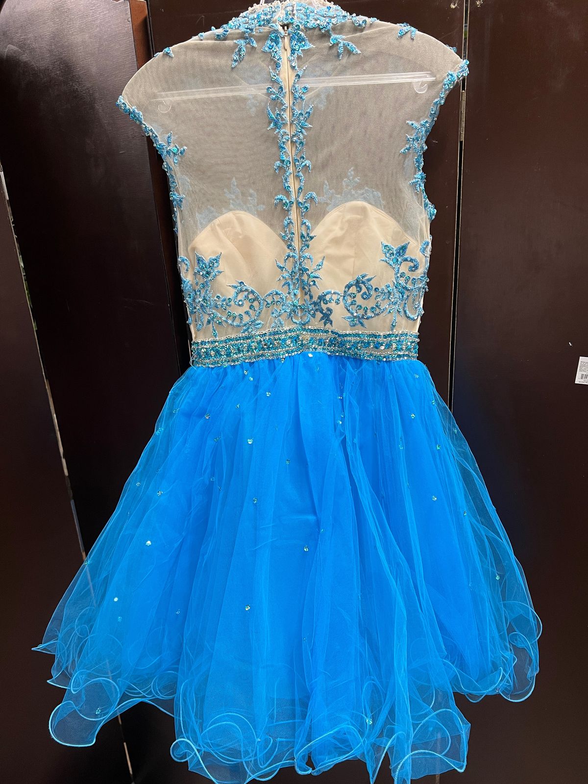 MoriLee Size 10 Sequined Blue Cocktail Dress on Queenly