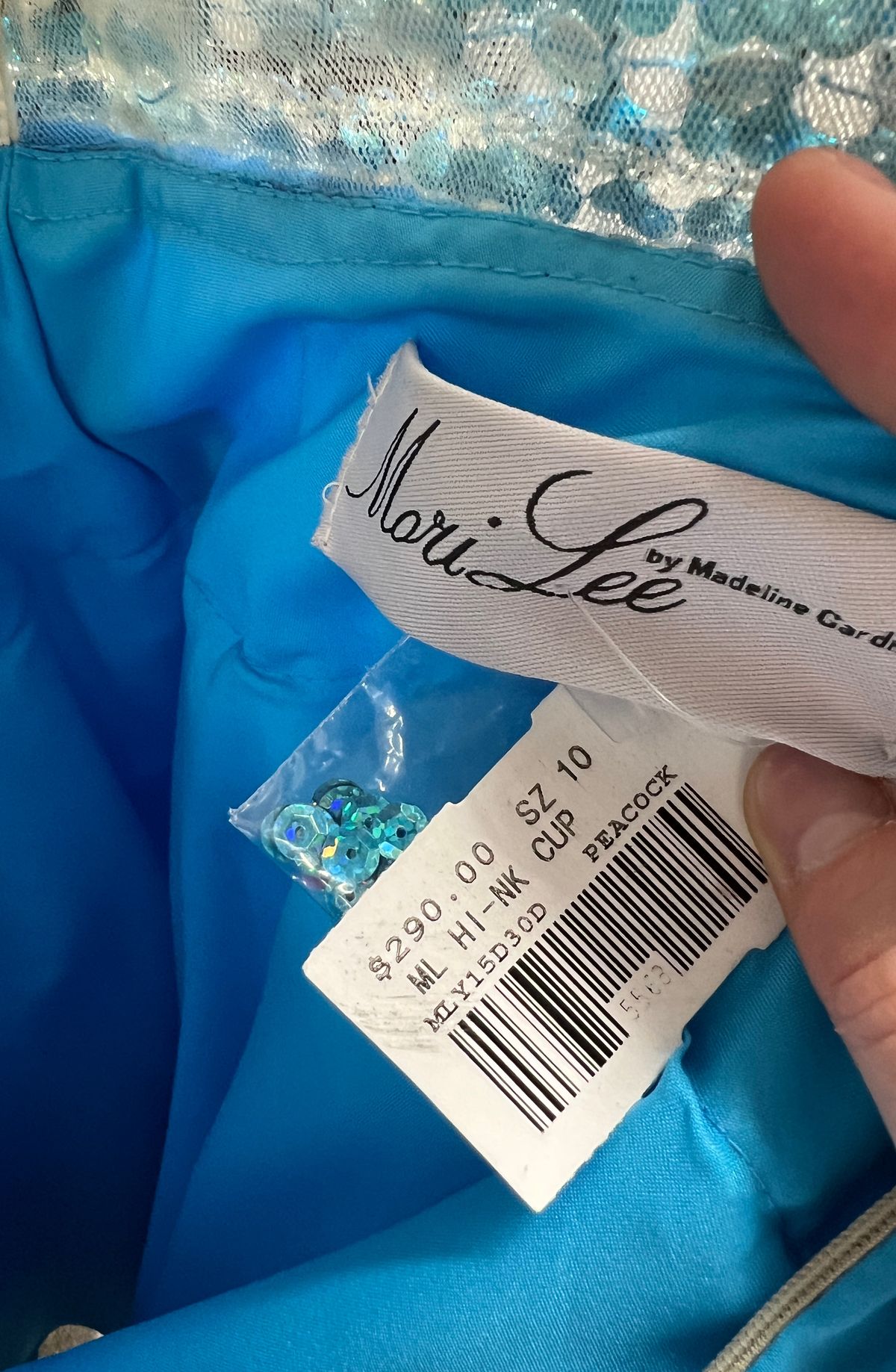 MoriLee Size 10 Sequined Blue Cocktail Dress on Queenly