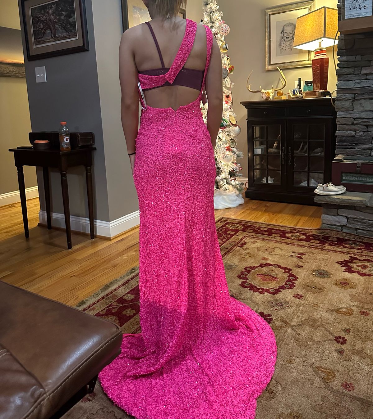 Sherri Hill Size 0 Bridesmaid One Shoulder Hot Pink Side Slit Dress on Queenly