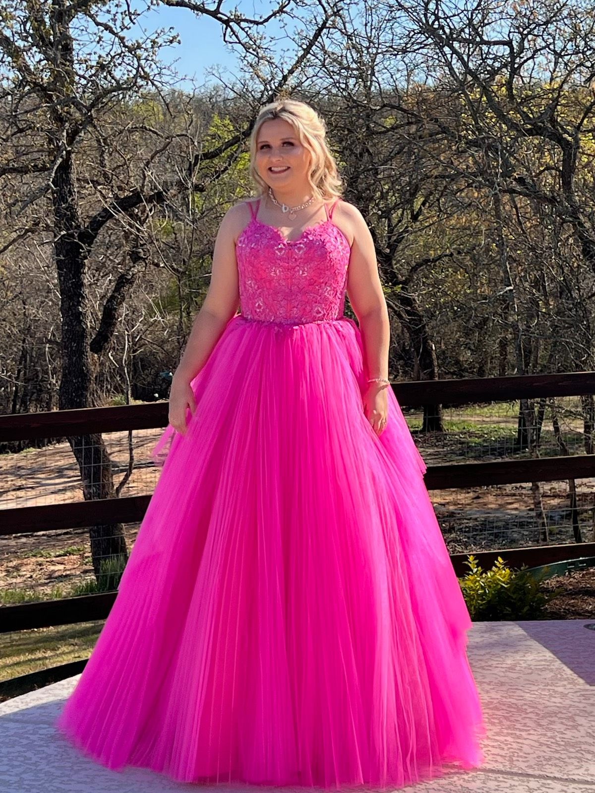 Ashley Lauren Size 8 Prom Lace Pink Ball Gown on Queenly