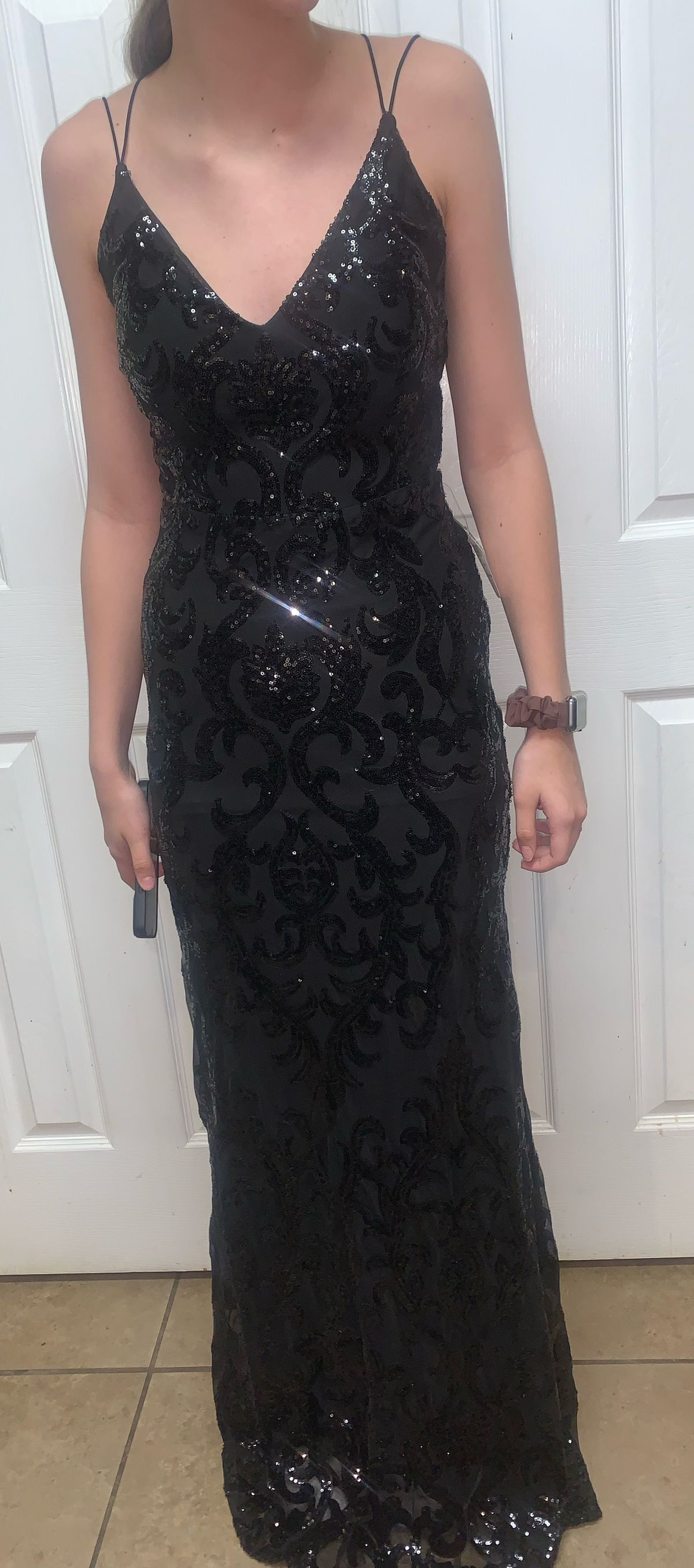 Windsor Size M Prom Sequined Black Floor Length Maxi on Queenly