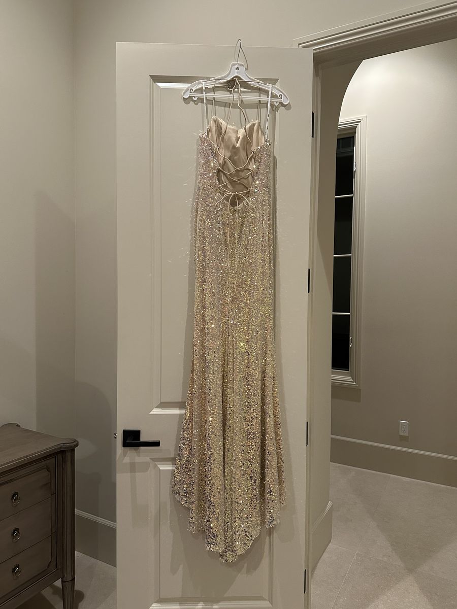 GLS Size 2 Sequined Gold Floor Length Maxi on Queenly