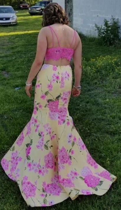 Sherri Hill Size 6 Prom Floral Hot Pink Floor Length Maxi on Queenly