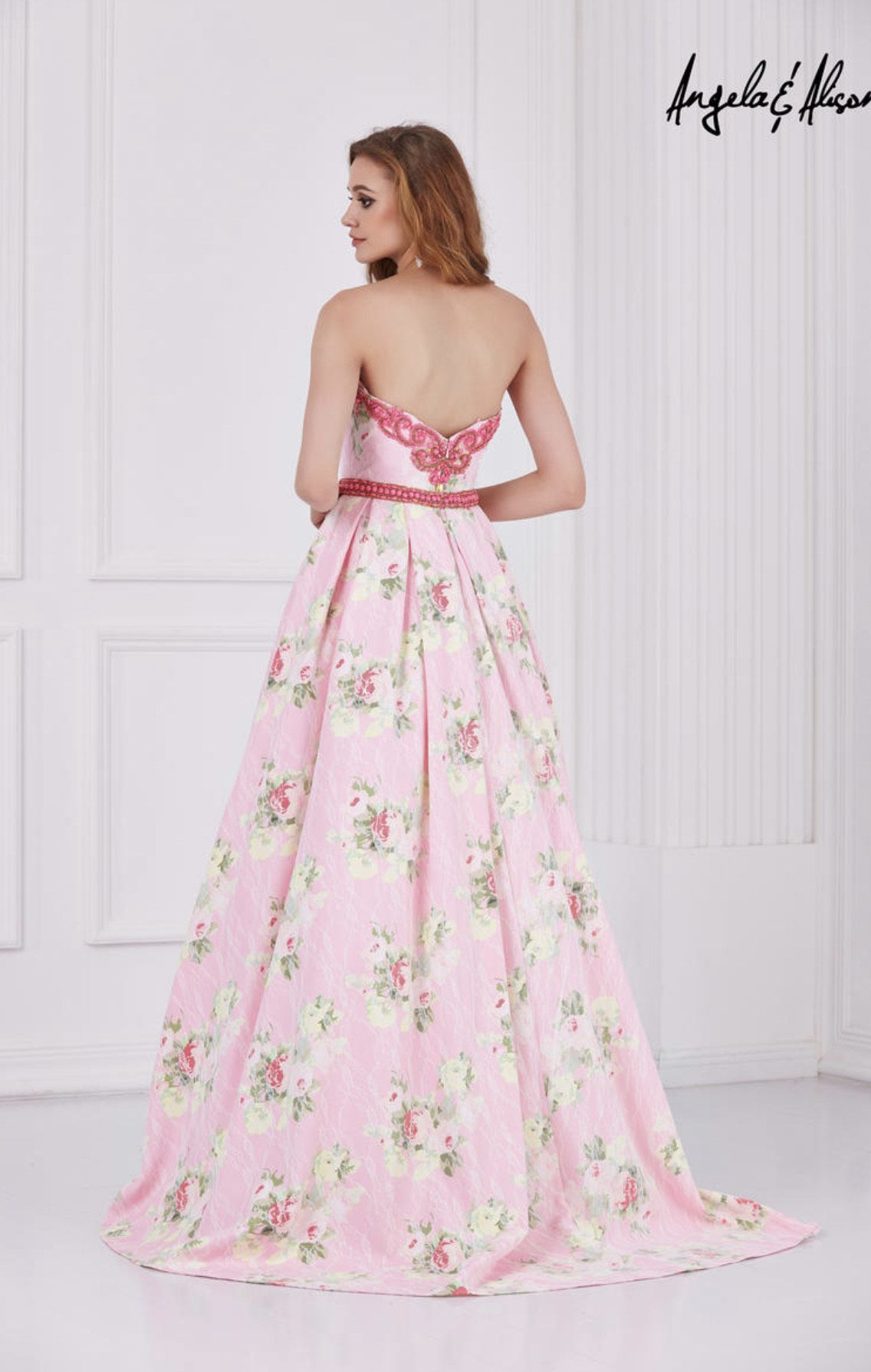 Angela and Alison Size 4 Floral Pink Ball Gown on Queenly