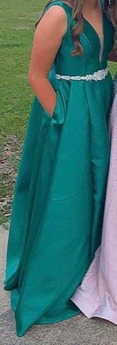 Size 12 Prom Green Ball Gown on Queenly