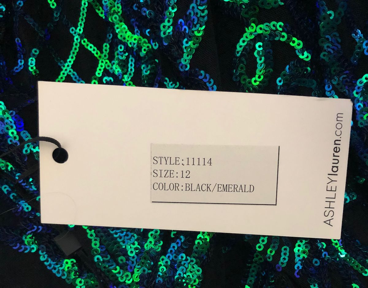 Ashley Lauren Size 12 Prom Emerald Multicolor Mermaid Dress on Queenly