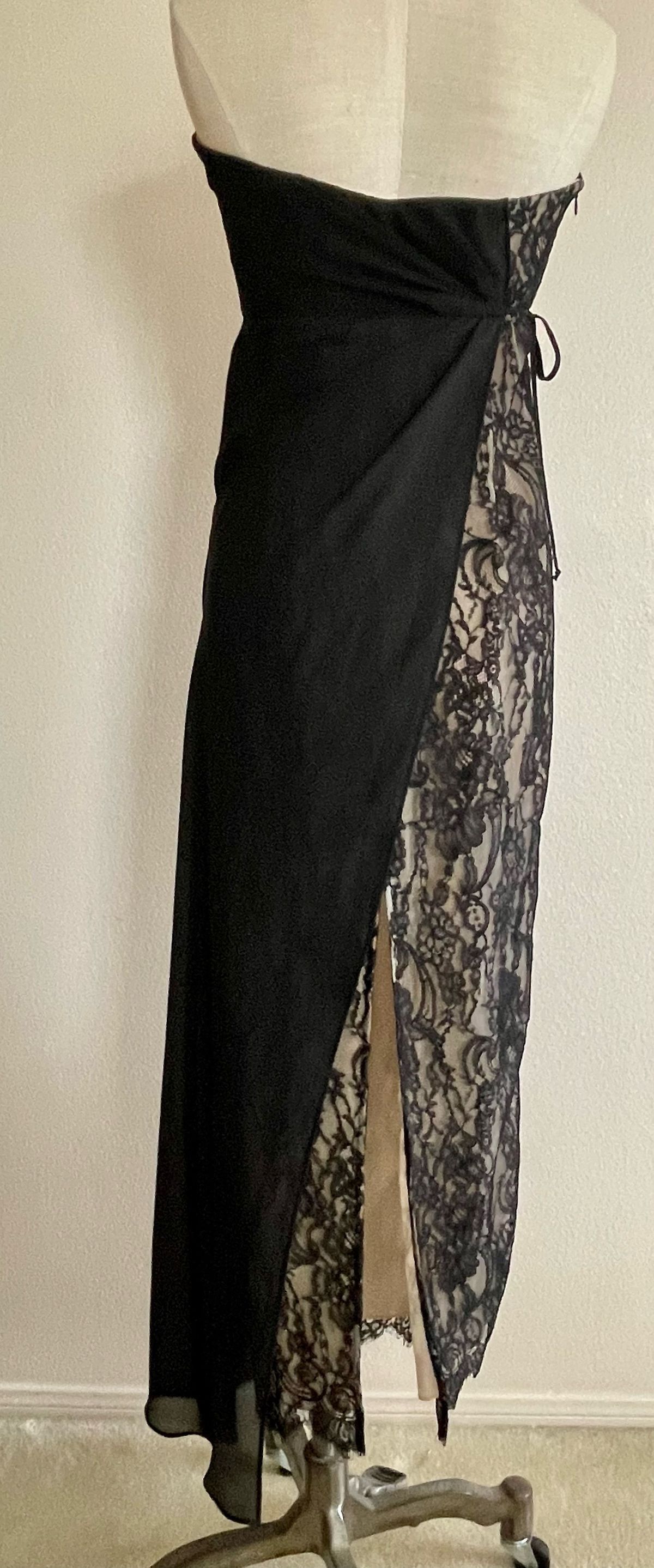 ABS Allen Schwartz Size 4 Lace Black Floor Length Maxi on Queenly