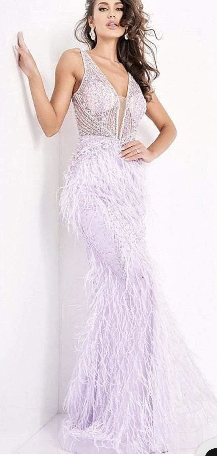 Jovani Size 2 Prom Plunge Sequined Light Purple Floor Length Maxi on Queenly