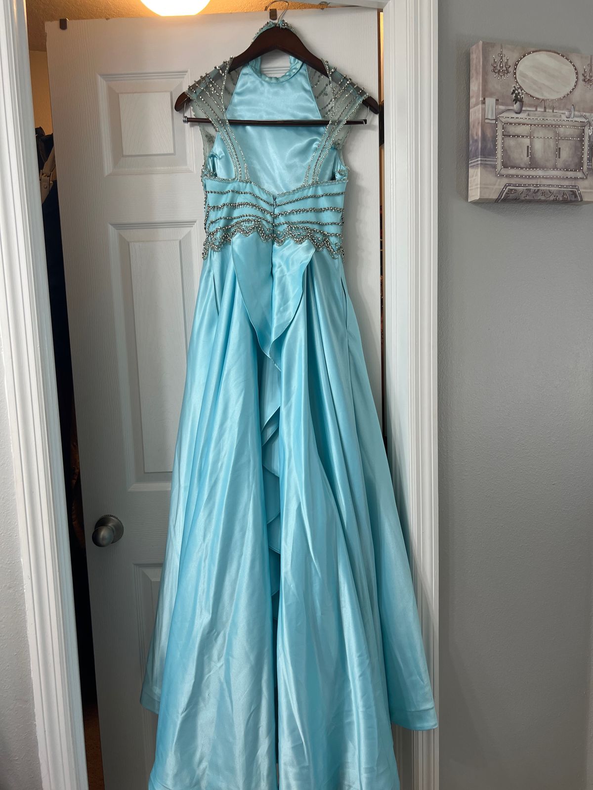 Girls Size 12 Prom Blue Dress With Train on Queenly