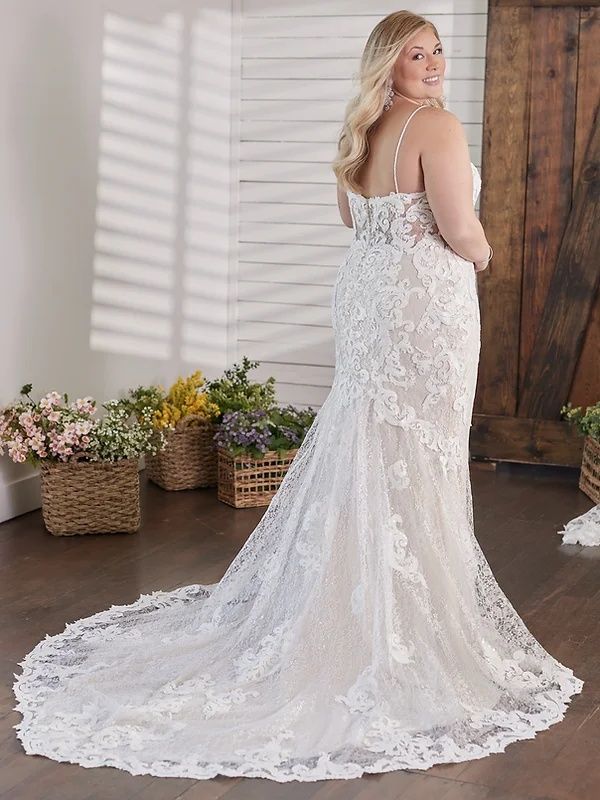 Style Curvy Tuscany Lynette Maggie Sottero Plus Size 22 Lace White Mermaid Dress on Queenly