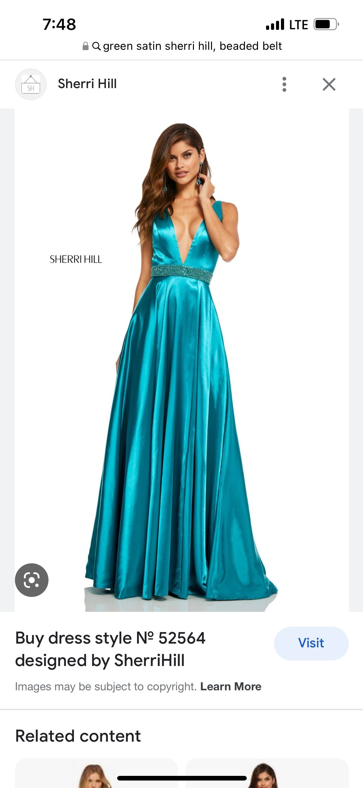 Sherri Hill Size 10 Prom Plunge Satin Emerald Green Ball Gown on Queenly