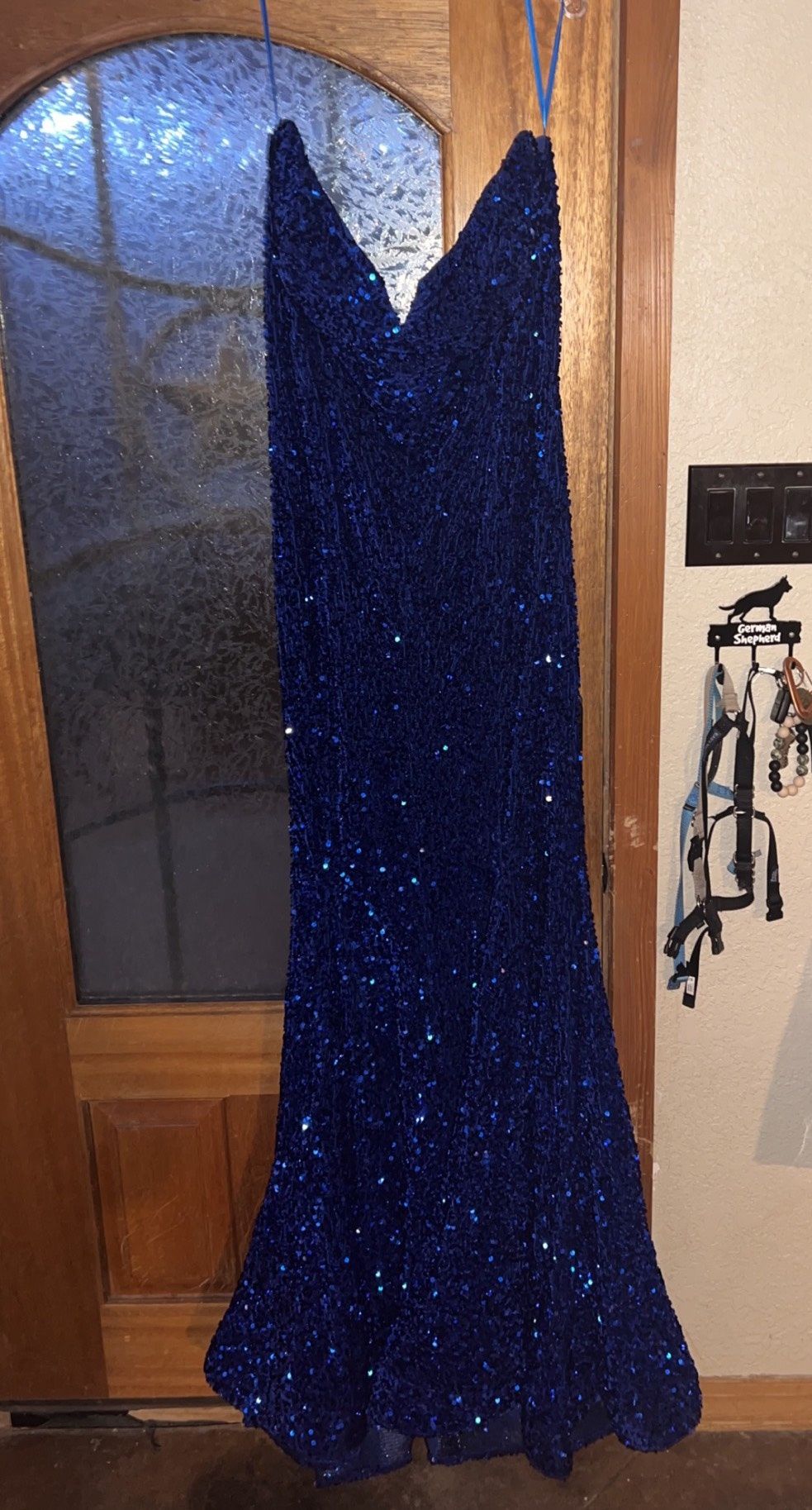 Portia and Scarlett Plus Size 18 Prom Strapless Sequined Blue Mermaid Dress on Queenly