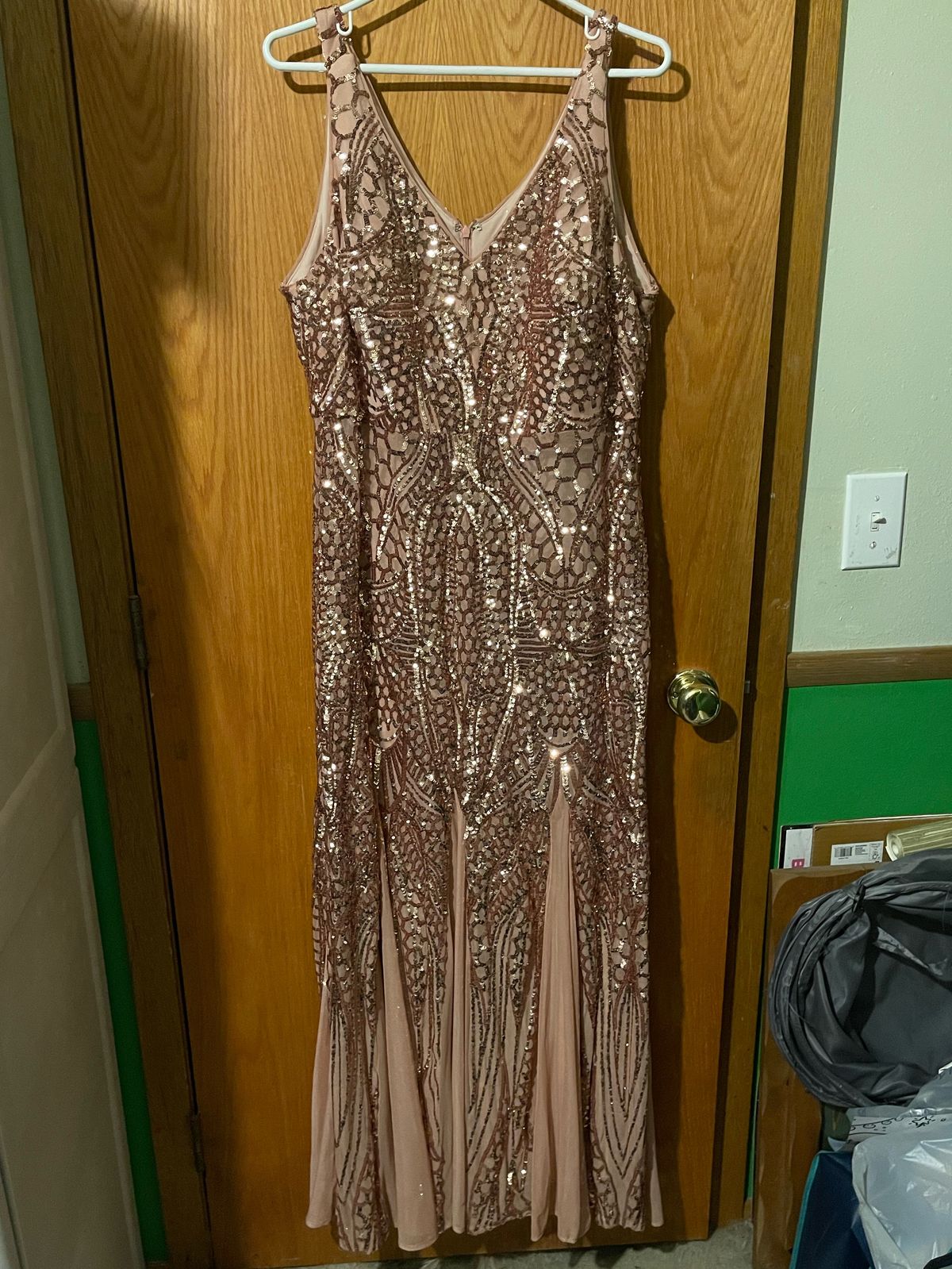 Size 14 Prom Pink A-line Dress on Queenly
