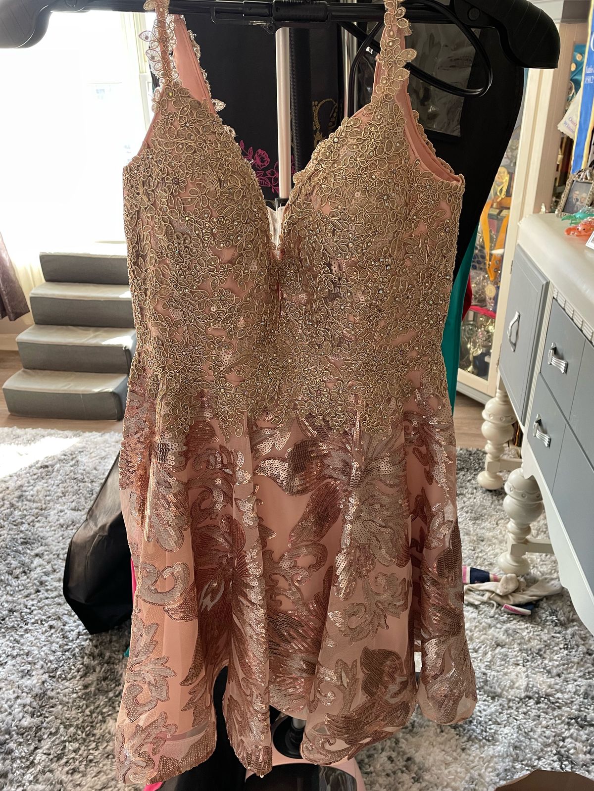 Promgirl Size 8 Prom Gold Cocktail Dress on Queenly