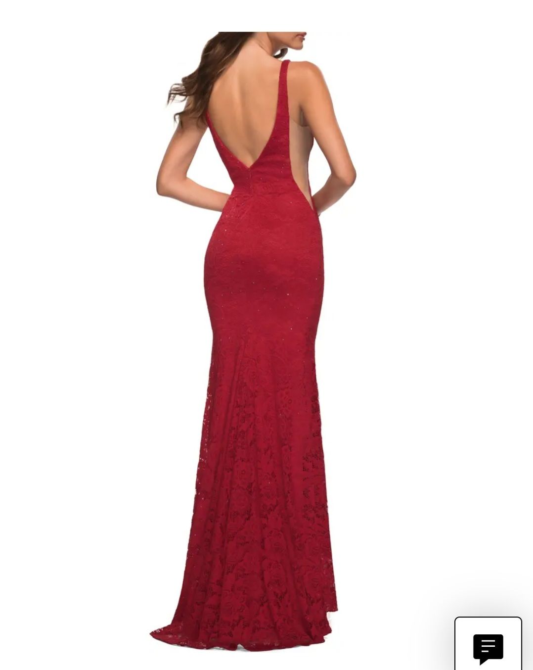 La Femme Size 4 Prom Lace Red Mermaid Dress on Queenly