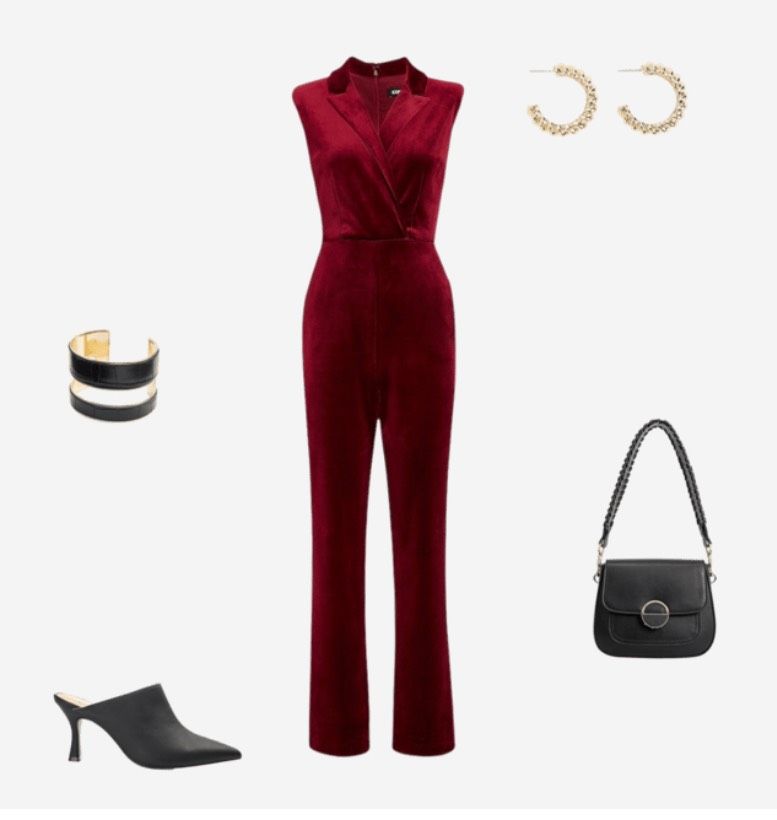 Size 6 Prom Velvet Red Formal Jumpsuit on Queenly
