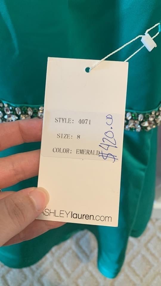Ashley Lauren Size 8 Pageant Green A-line Dress on Queenly