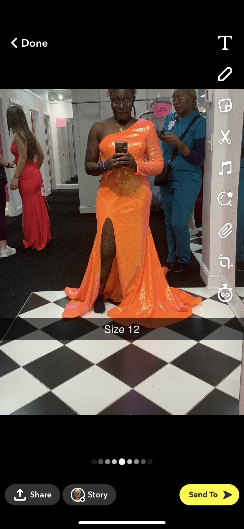 Ashley Lauren Size 12 Prom Orange Dress With Train on Queenly