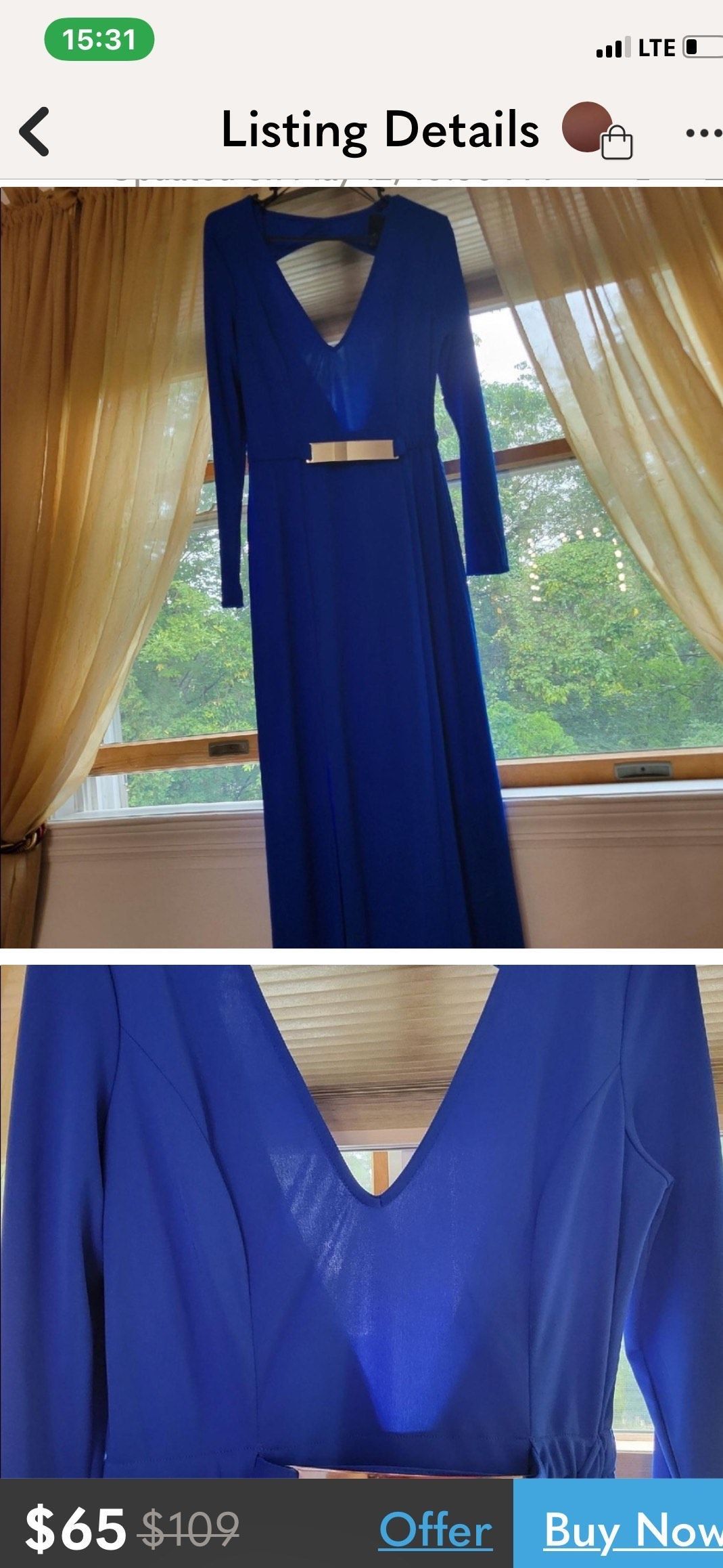 Size 14 Prom Long Sleeve Royal Blue Floor Length Maxi on Queenly